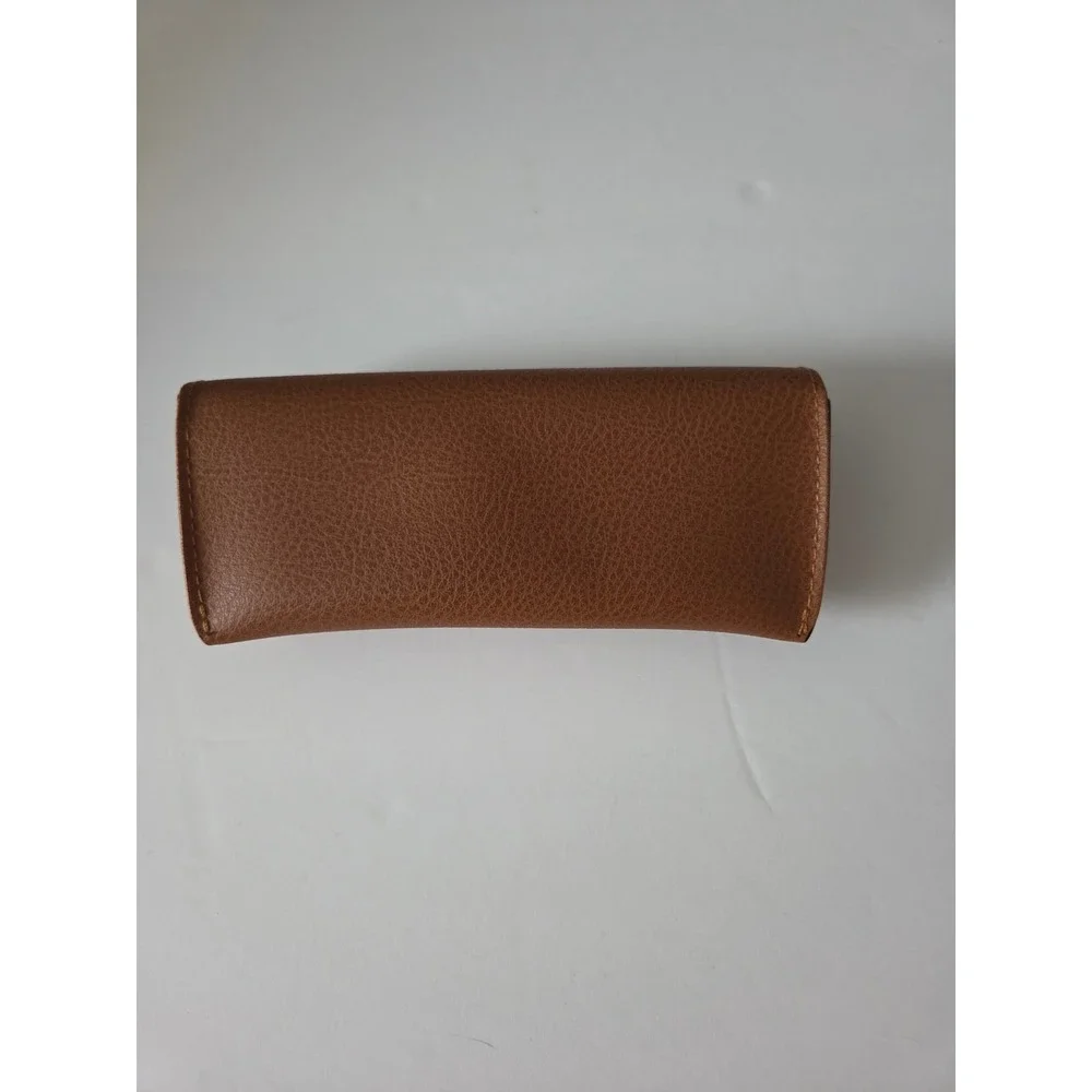 Ray-Ban Brown Leather Sunglasses Case with Black Microfiber Cleaning Cloth